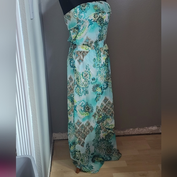 Strapless Flowy Boho Printed Strapless Maxi Dress Sunmertime - Picture 2 of 10